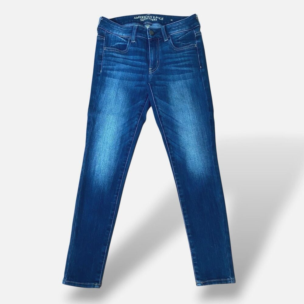 American Eagle Jegging Skinny Jeans Women Size 4 Short 26x26 in Blue Stretch